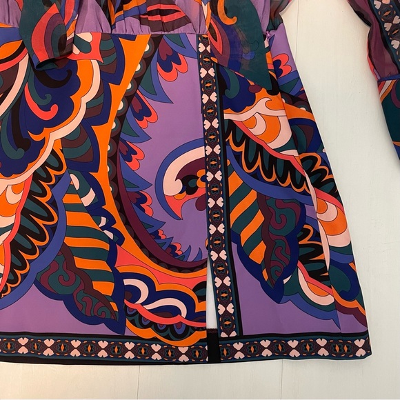 ZARA Pucci Mini Dress Sheer Long Sleeve Top Skirt Slit Multicolor, Women’s Small - Picture 12 of 17